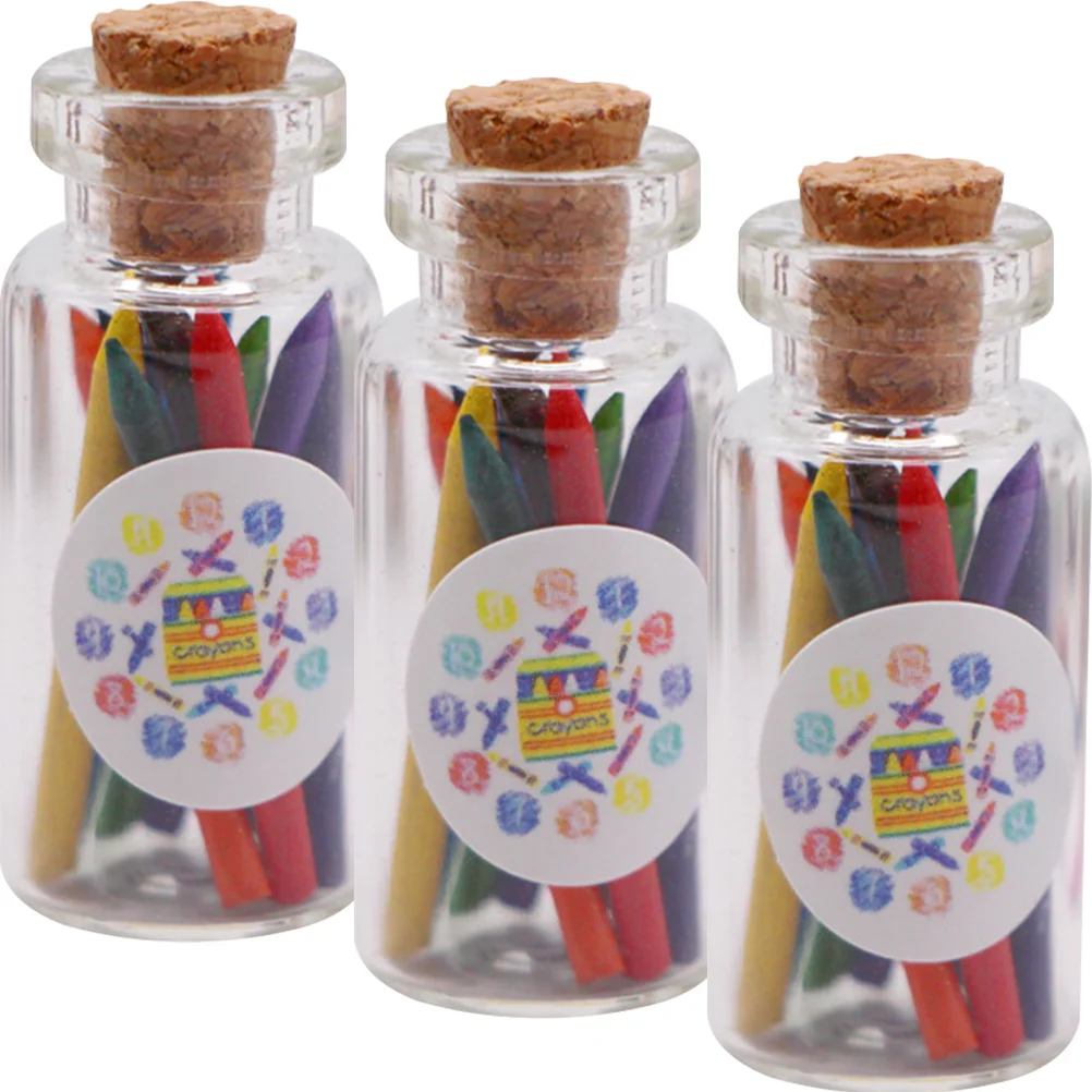 3 Set Dollhouse Crayons Mini Decoration Bottled Model Food Toys Tiny Small Models Bottles Accessory