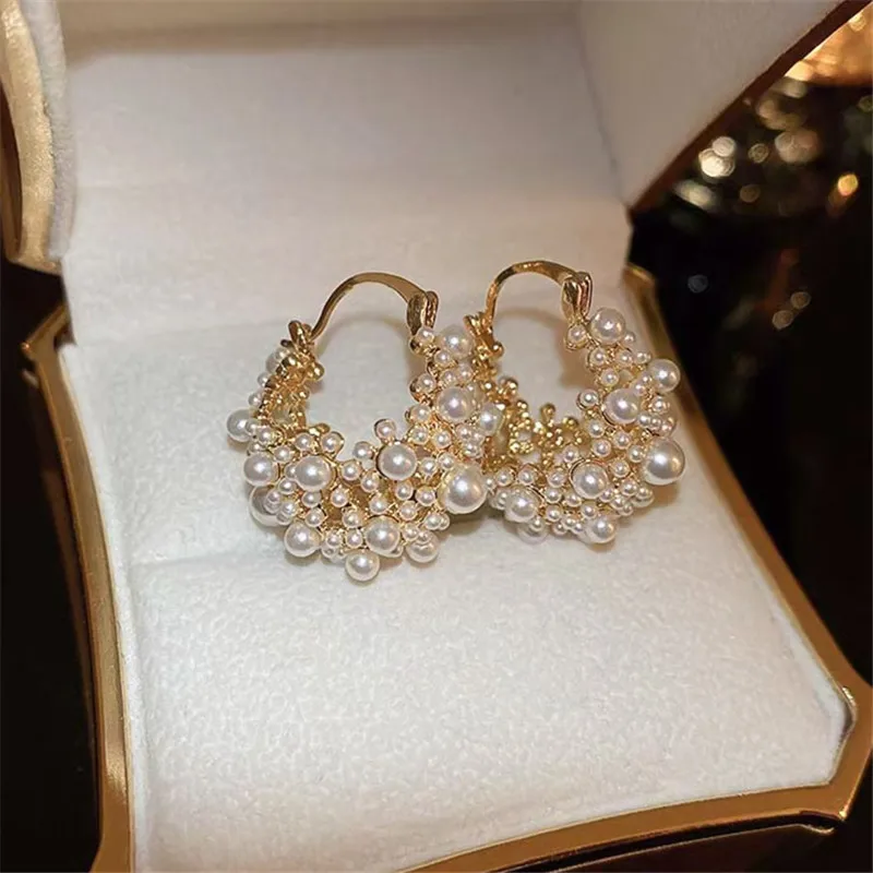 

French Silver Needle U-Shaped Pearl Earrings Fashionable Versatile Elegant Lady's Daily Commute Travel Accessory Ear Jewelry