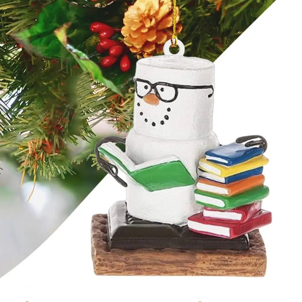 Ciondolo appeso albero di natale acrilico dipinto creativo libro di natale fai da te ornamenti a goccia lettore fatto a mano ornamento libro macchia