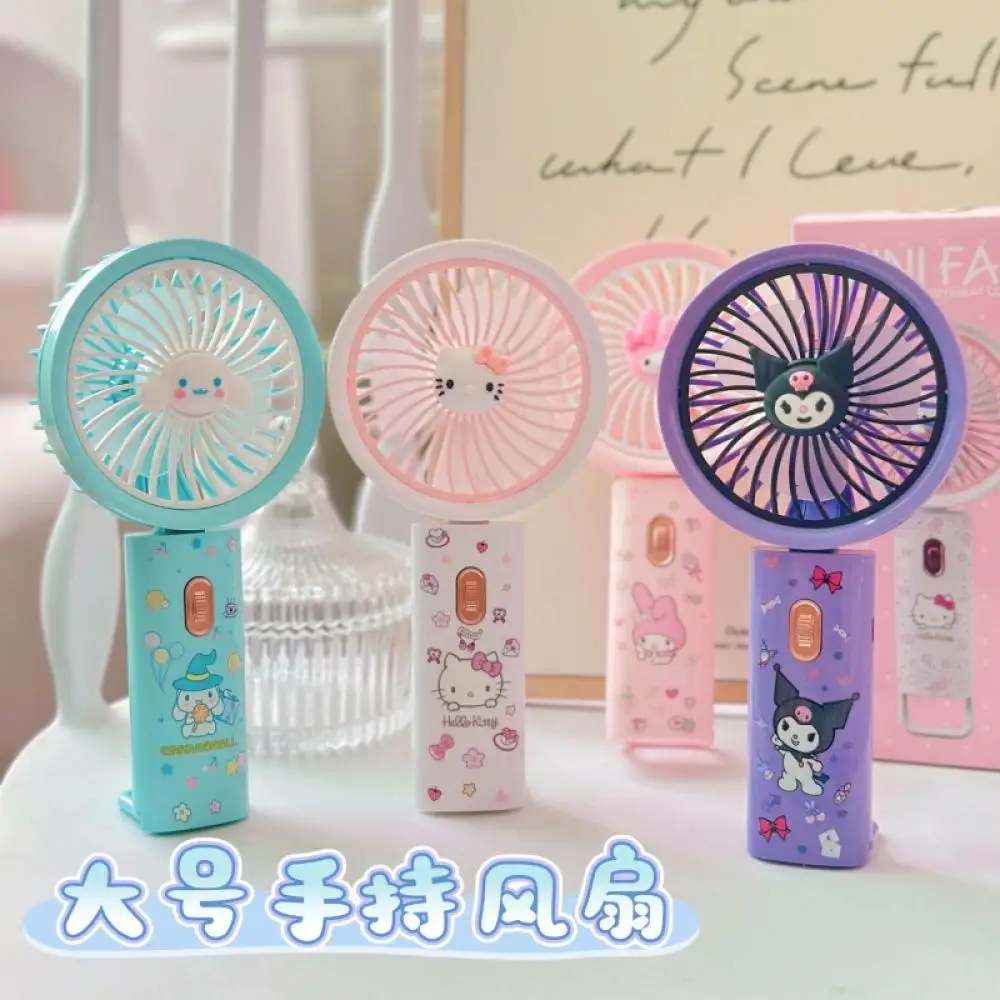 

Sanrio Kawaii Kulomi Handheld Small Fan Anime Hello Kitty Mini Carry Portable Usb Charging Fan Student Desktop Toys Girls Gifts