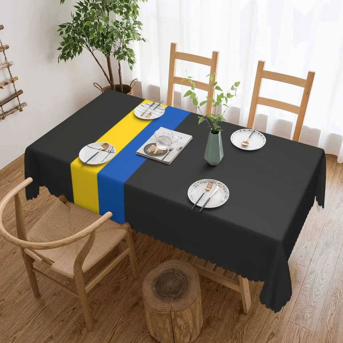 Customized Rectangular Ukraine Stripe Flag Tablecloth Fit 40