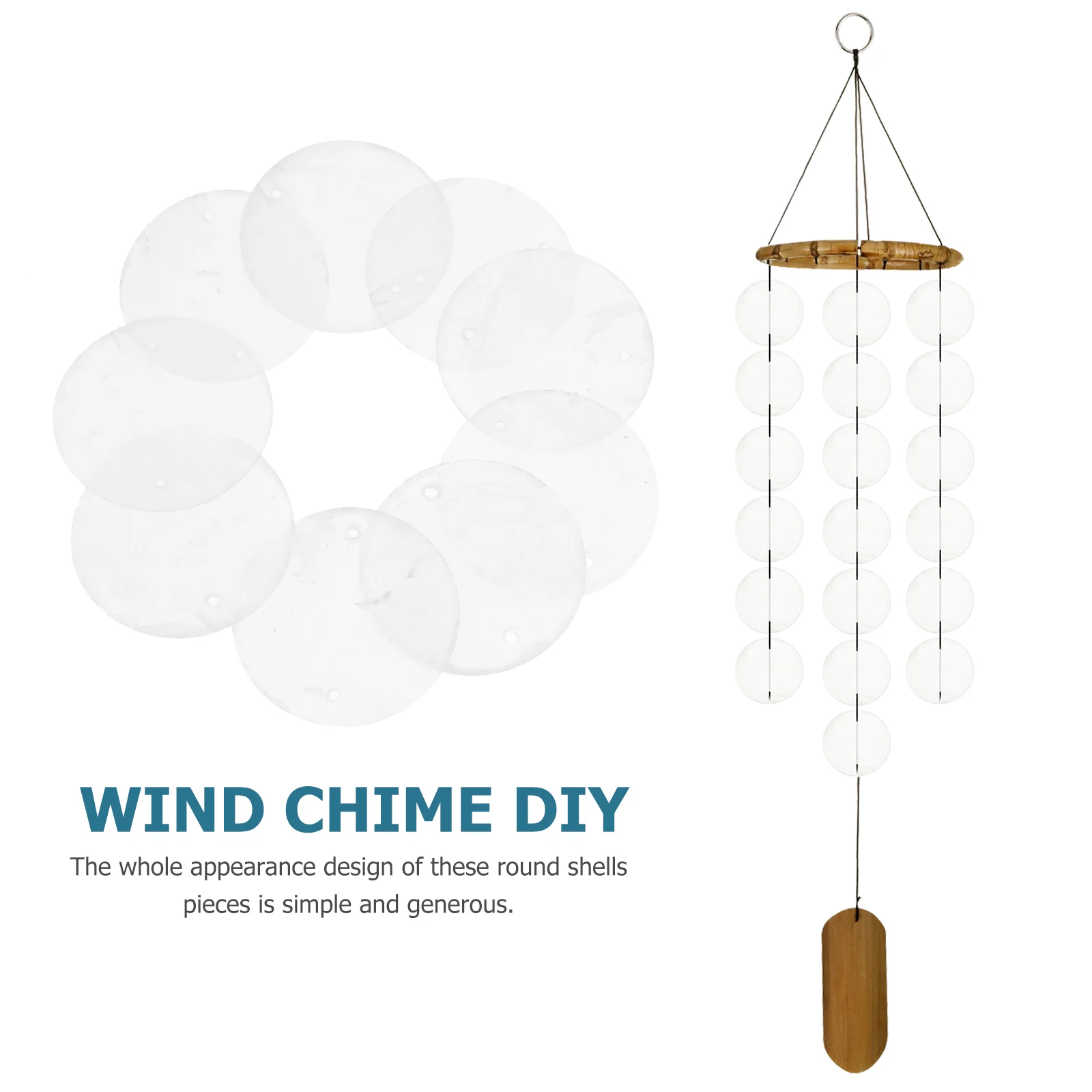 Jewelry Making Material Keychain Pendant Flat Round Shells Beads Handmade Wind Chime DIY Slice Accessory Outdoor Ornaments