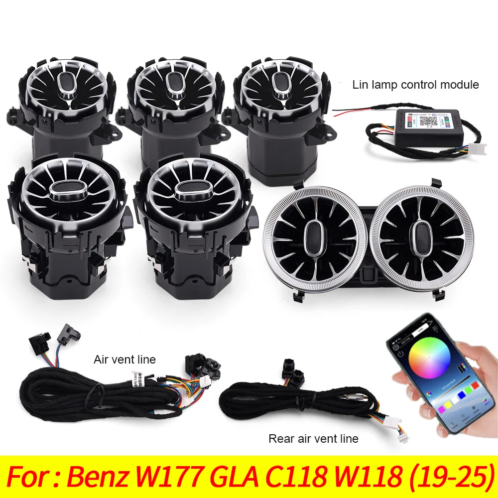 For Mercedes Benz C/A W205 GLC X253 CLA GLA W176 W117 W156 W177 C118 Led Turbine Nozzle Ambient Light Air Vent Lamp App Control image 3