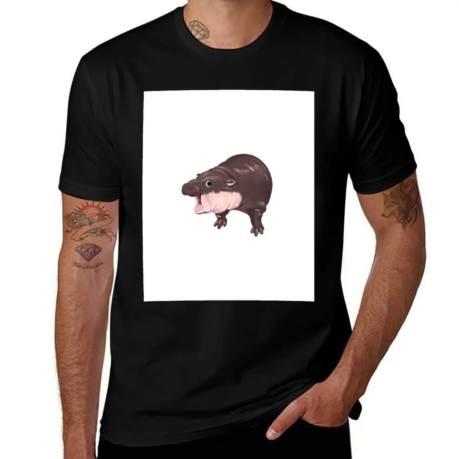 

Moo Deng baby hippo no text T-Shirt t shirts for man cotton soft t shirts designer g man t shirts for men T-Shirt