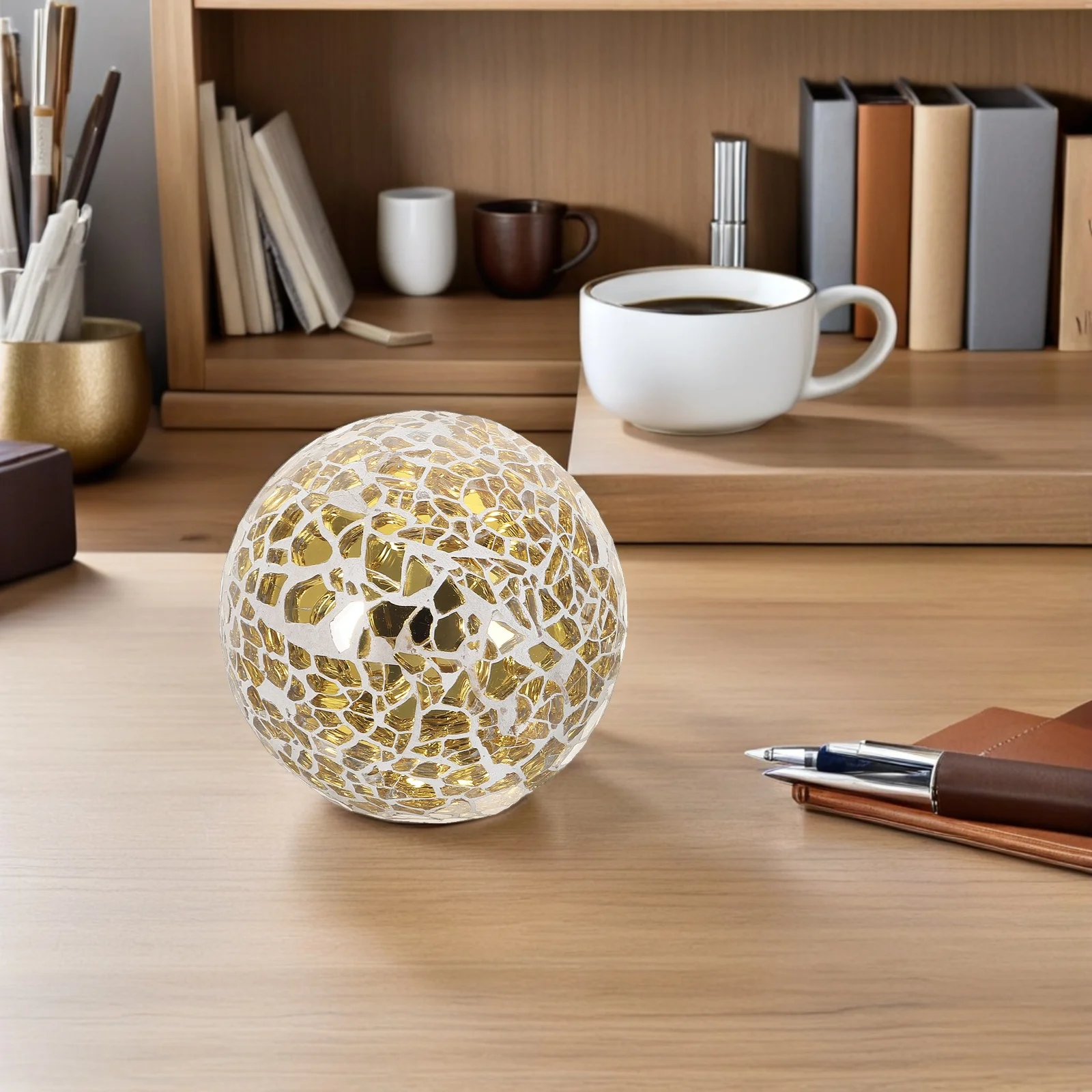 

3pcs Cracked Glass Balls Decorative Sphere Home Decor Ornament for Centerpiece Bowls Table Glass Globes Living Room Party