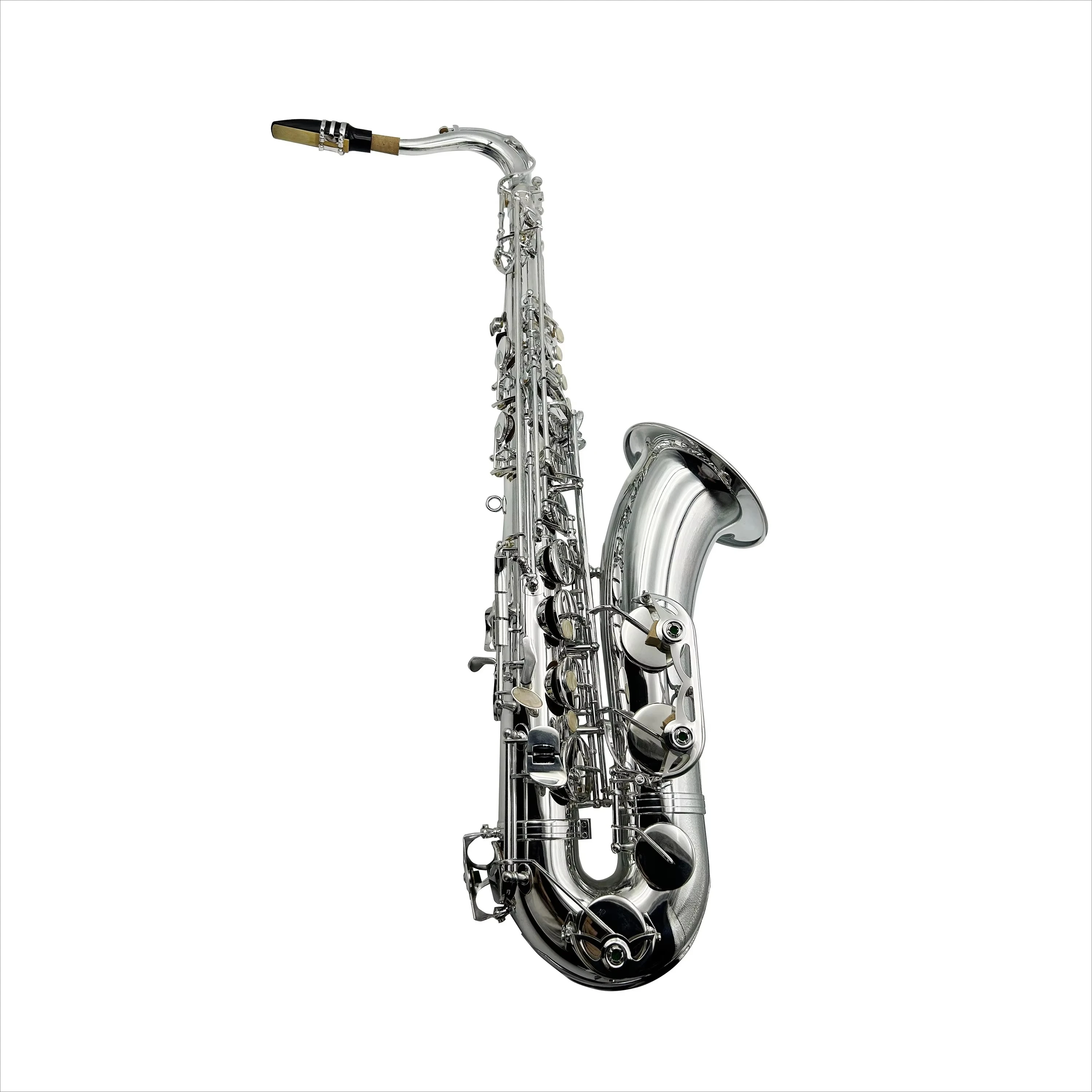 Professional Silver Tenor Saxophone Woodwind Instrument with BB Tone