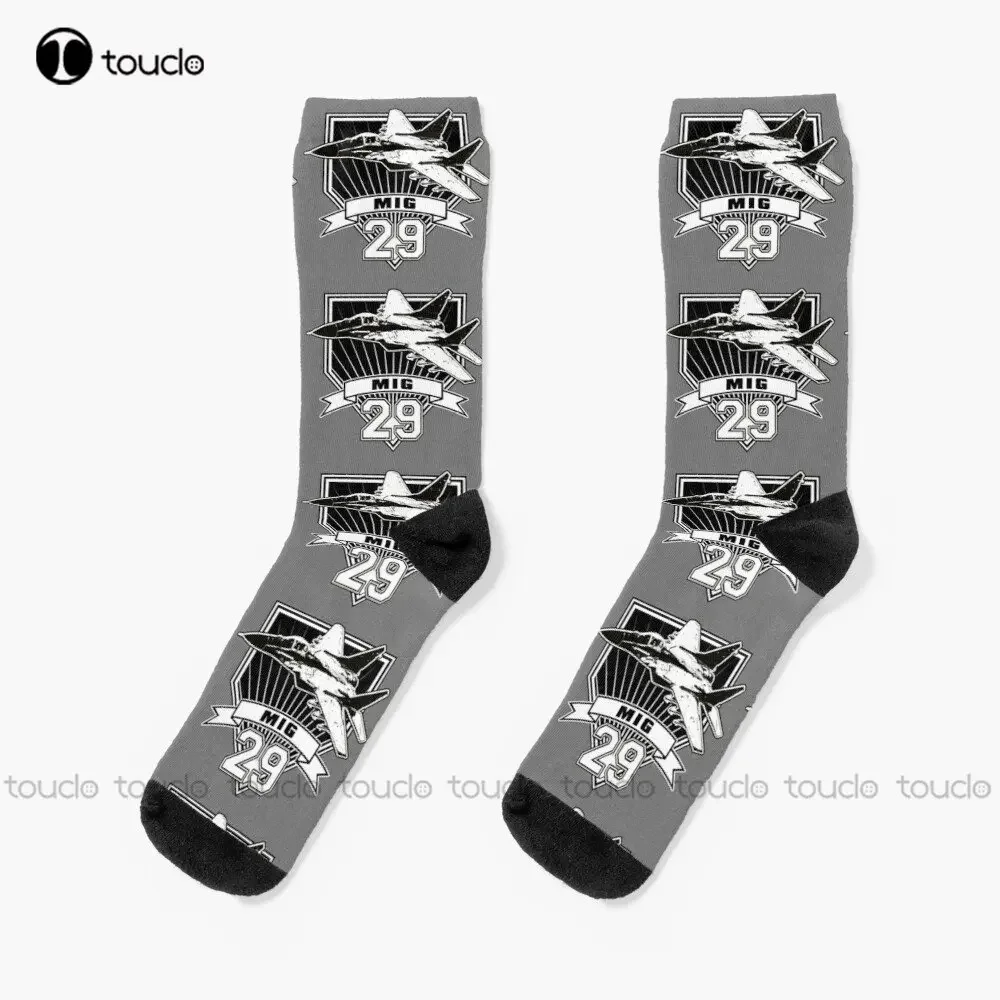 Mig 29 Mig-29 Fulcrum Russian Fighter Socks Womens Boot Socks 360° Digital Print Christmas Gift Street Skateboard Socks Colorful