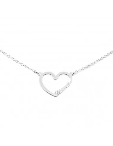 Silver necklace with heart and mama