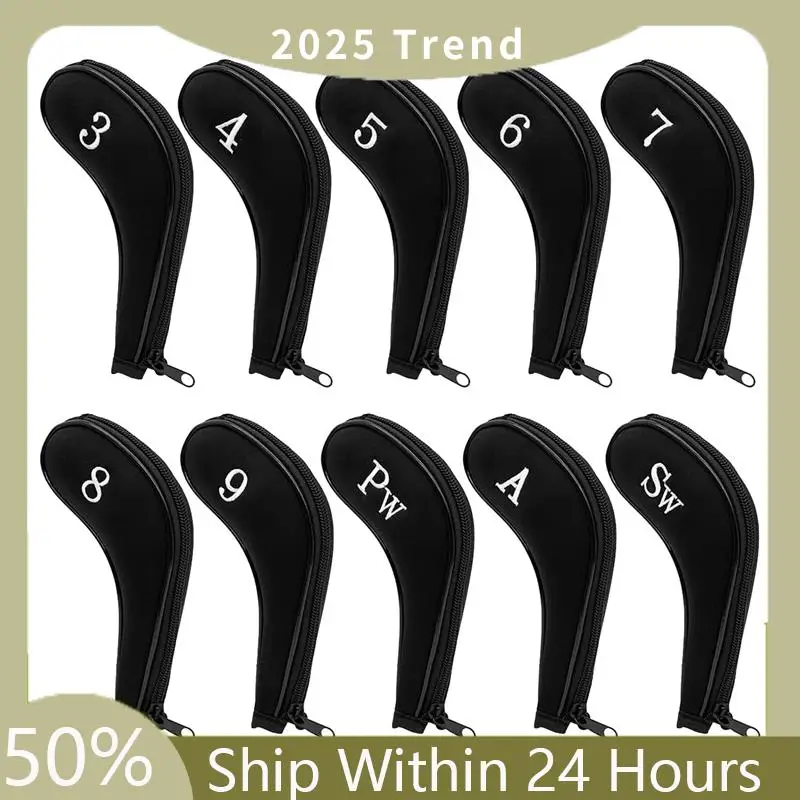 

A35F New 10PCS Zipper Golf Club Iron Head Covers With Number Golf Club Head Covers For Iron Set For Golf Iron Headcovers Easy In