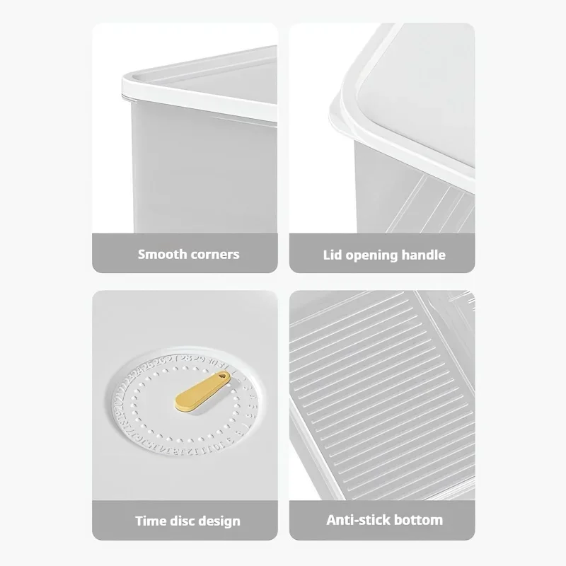 6PCS Thickened Storage Boxes Refrigerator Frozen Meat Dispenser Food Grade Crisper Food Seal Timing Box Kitchen Storage Supplies