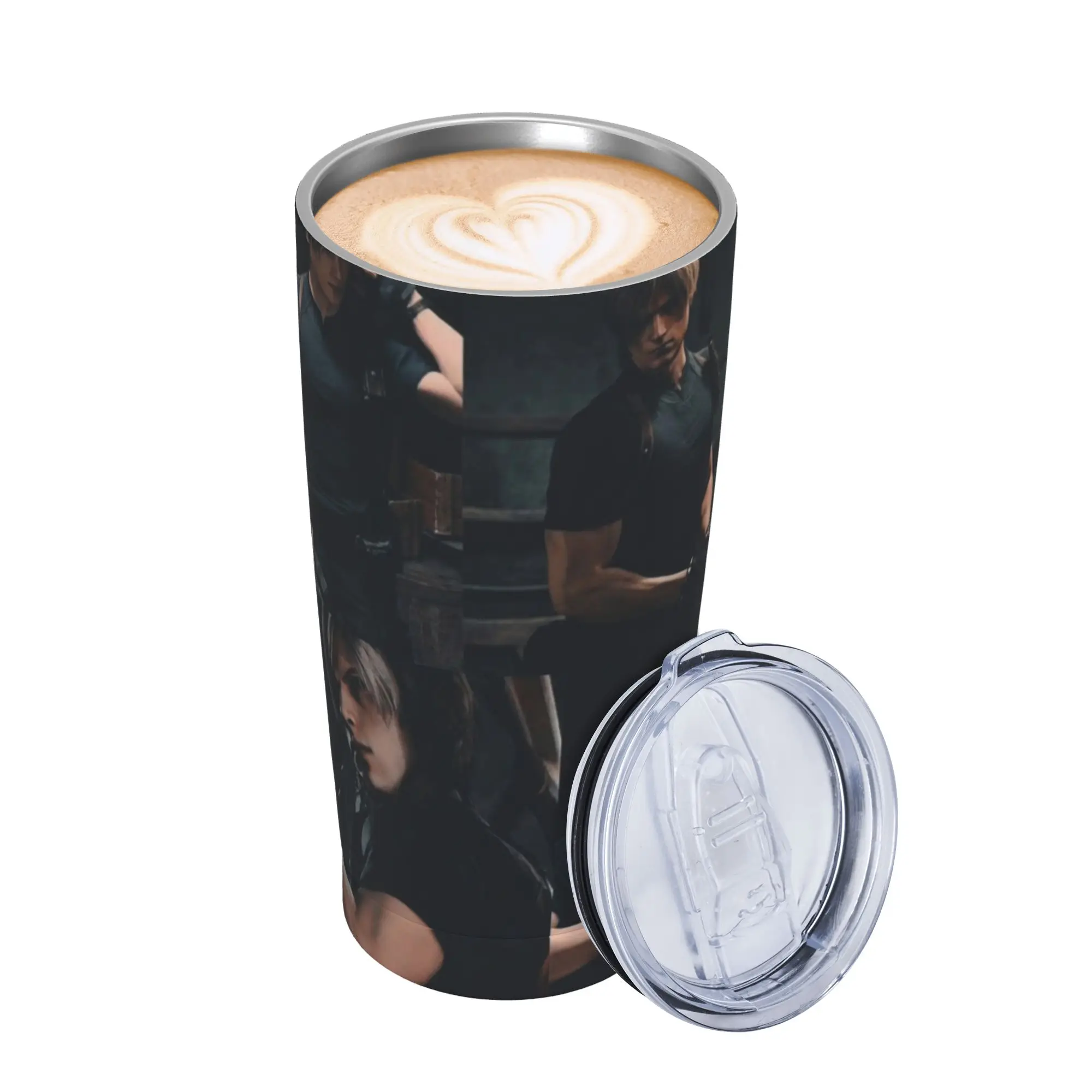 Leon Keneddy Residents Evils Tumbler With Straw  Stainless Steel Travel Mugs Double Wall Vacuum Insulated for Cold Or Hot 20oz