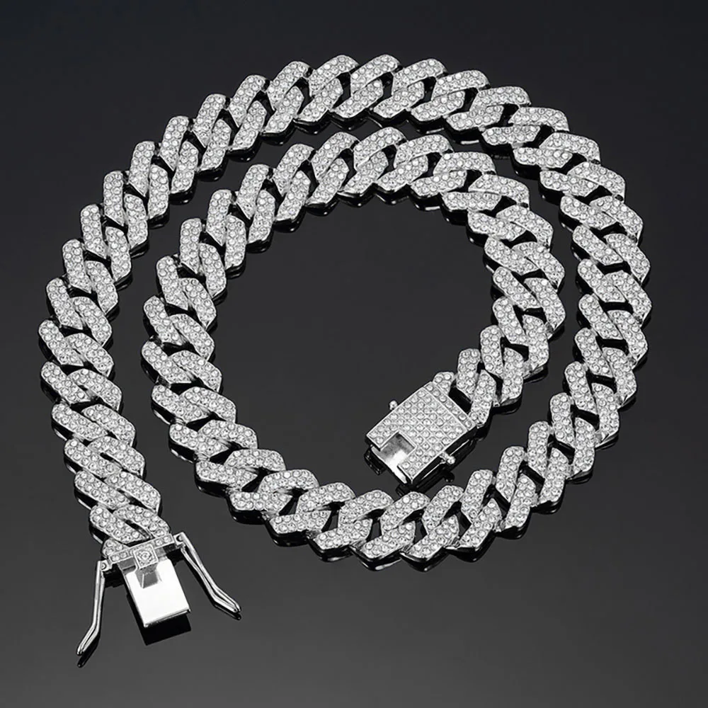 Fashion Necklace for Men Cuban Link Chain 14MM Iced Out Cuban Chain Luxury  Hip Hop Jewelry Necklace Cuban Necklaces Accessories