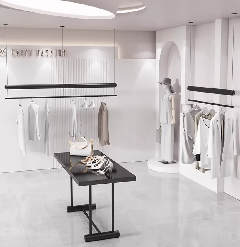 

Кованая настенная вешалка для одежды с окрашенной отделкой, потолочная вешалка для демонстрации одежды в магазине, настенная вешалка для одежды.