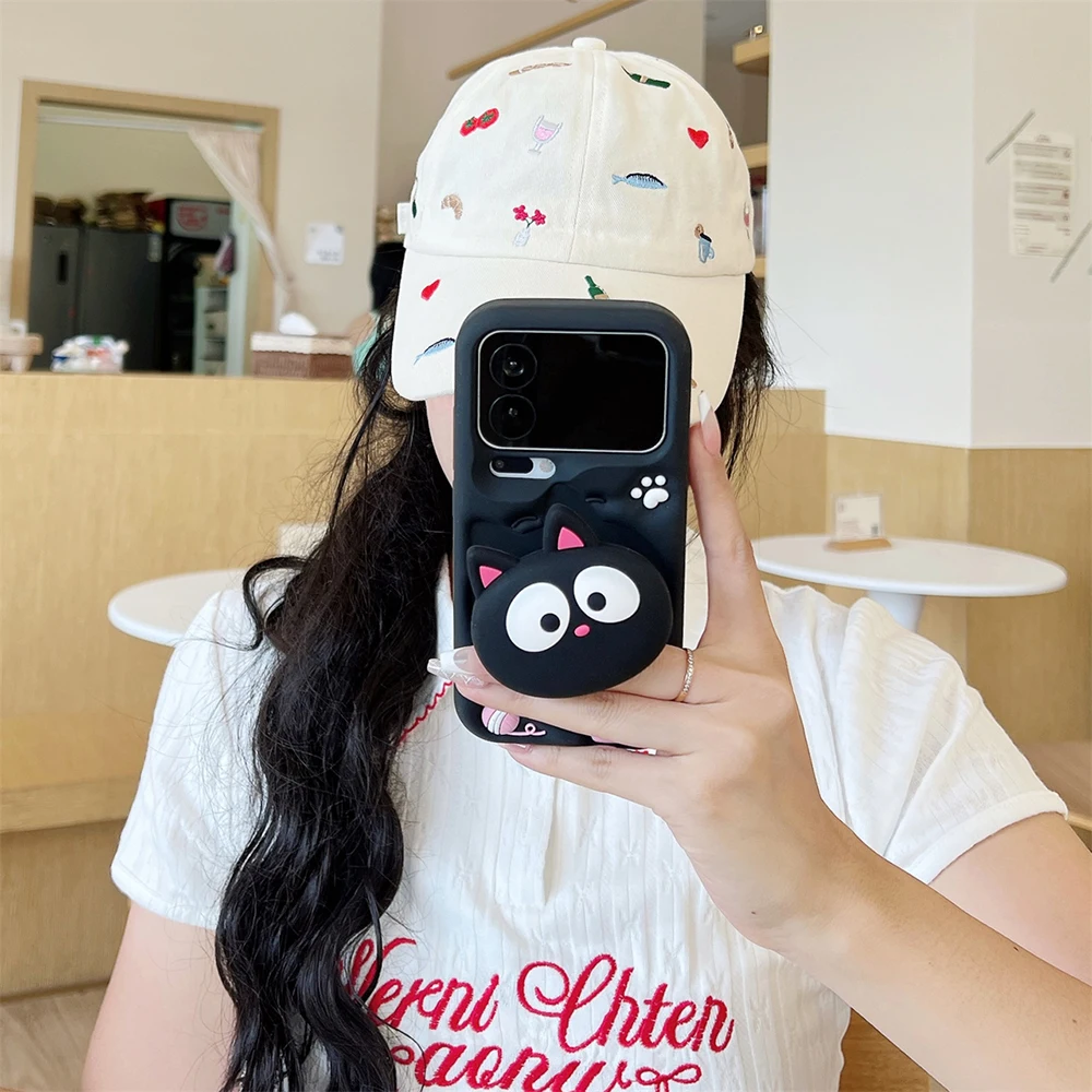 Niedliche 3D-Cartoon-Handyhülle mit schwarzer Katze, weiche Silikonhülle für Xiaomi 17 Pro Max, stoßfeste Schutzhülle mit Ständerfunktion, Fundas – Detail 8