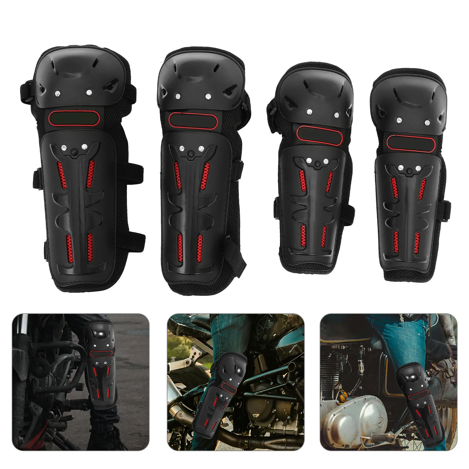 

1Set Knee and Elbow Pads Protective Gear for Motorcycle Riders High Strength Impact Resistance All Season Riding Protection
