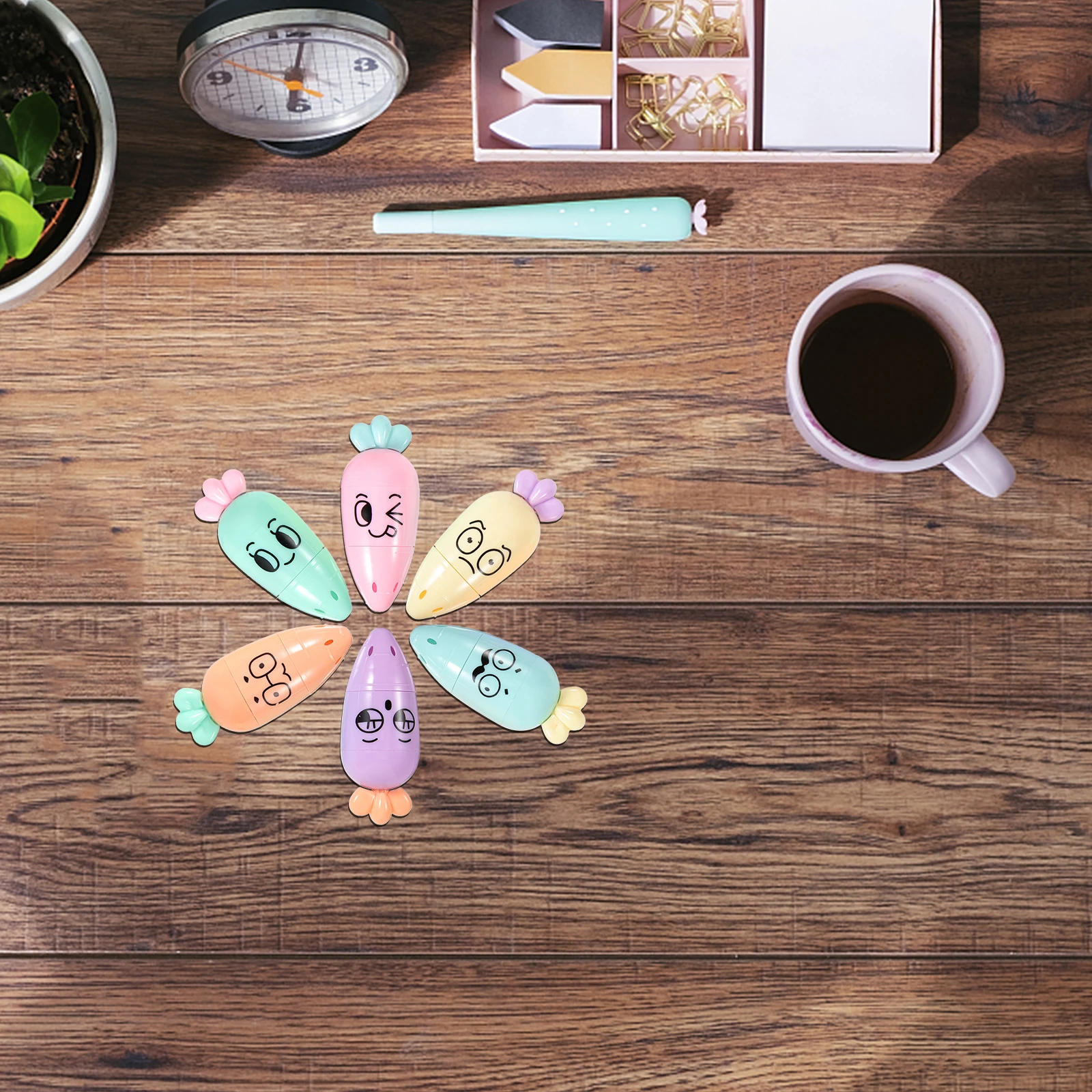 

6 Pcs Metal Cartoon Highlighter Student Mini Highlighters Pastel Liquid Markers
