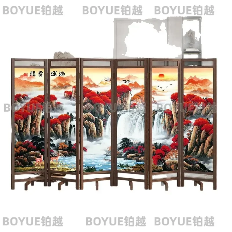 for 2026 New Solid Wood Screen Partition Living Room Mobile Folding Office Divider for Chinese Style Home Catering