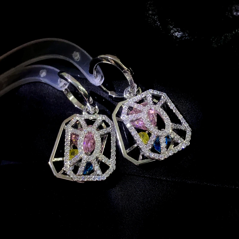 Pendant Earrings Various Wearing Styles Colorful and Mixed Diamant Vintage Jewelry White Gold Plated Party Accessories