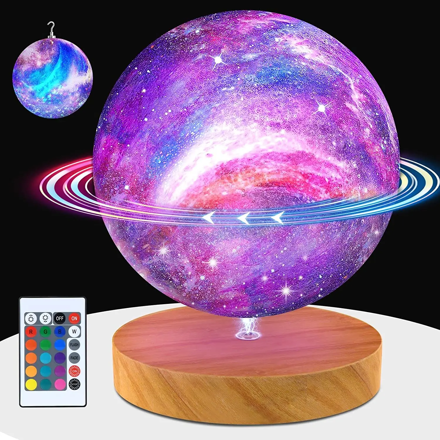 Rotating Moon LED Light Night 16 Colors Lava Lamp 3D Printing LED Moon Night Light with Remote & Touch Control for Birthday Gift