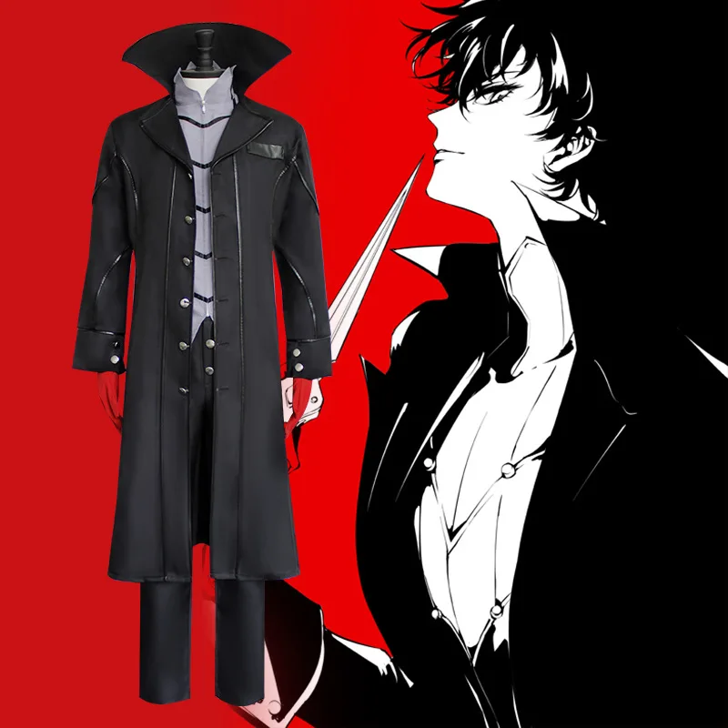 Disfraz de Anime Persona 5 Amamiya Ren Joker, chaquetas negras, abrigo, uniforme, fiesta de Carnaval y Halloween, traje de juego de rol para hombres