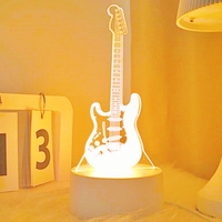 Luminous electric guitar creative night light, home décor, living room bedroom light, birthday holiday gift music night light