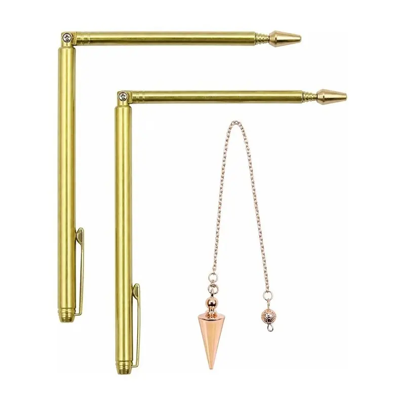 B23B Retractable Dowsing Rod+ Cone Pendulum Kit- Metal For Water Treasure Finding Tool B