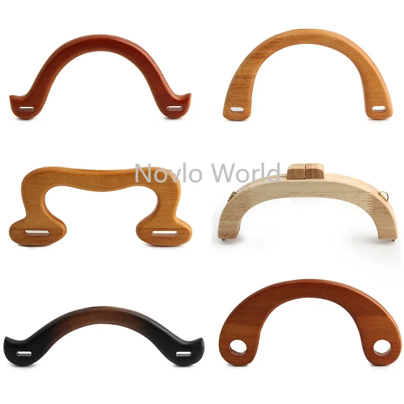 1-2-10PCS Various Shapes Solid Wood Bag Handles Replacement DIY Tote Bag Luggage Wallet Woven Bags Classic Strap Accessories