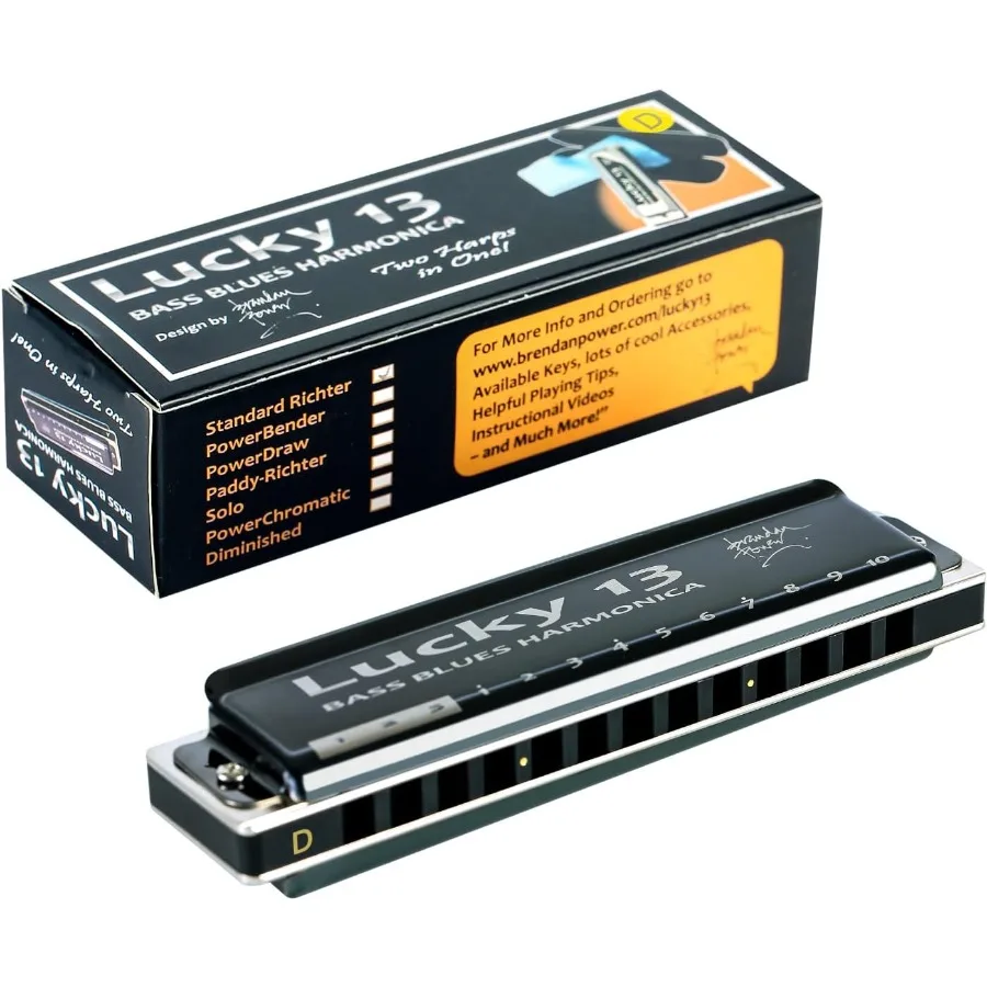 East top Lucky 13 Bass Plus Blues Harmonica 13 فتحة Diatonic Harp Mouth Organ Professional Richter Harmonica in D Key Ideal fo #1