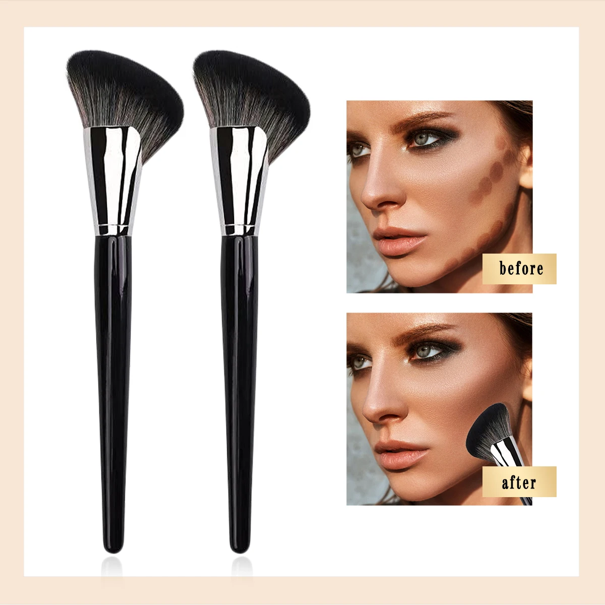 فكي فائق التركيب، فرشاة تحديد المنجل، فرشاة ظلال الوجه الجانبية، فرشاة مكياج كونتور الوجه، فرشاة البودرة السائبة