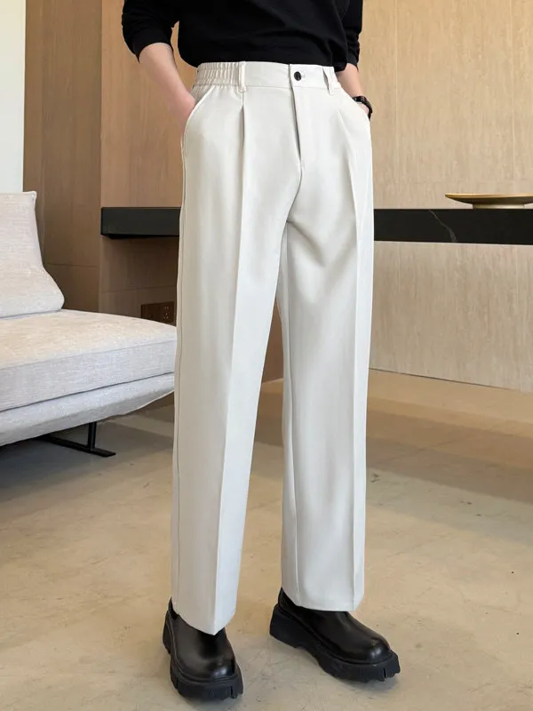 

Men's Casual Straight Leg Suit Pants Spring Summer Faion Urban Sle High Waist Loose Fit Quali Polyester Blend Trousers