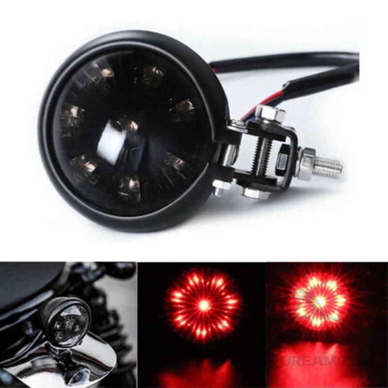 12V Taillights Motorcycle Brake Light LED Motorbike Stop Rear Tail Lamp Red Compatible With Chopper Bobber Cafe Racer StreetBike