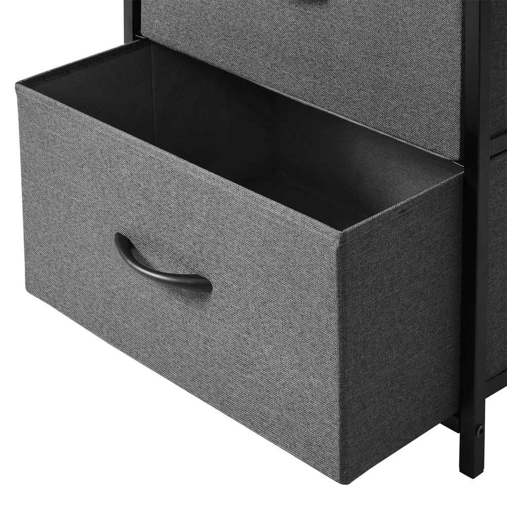 2 Drawer Nightstand Fabric Storage Portable Dresser Bedside Table Lightweight Easy Assembly Home Organizer Multi-Functional Grey