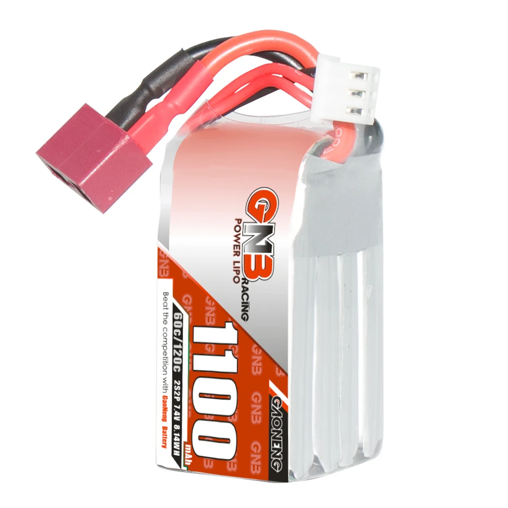 GAONENG GNB 2S 7,4 V 1100 mAh 60C Lithiumbatterie mit T-Stecker, geeignet für FPV-Drohnen und Quadrocopter.