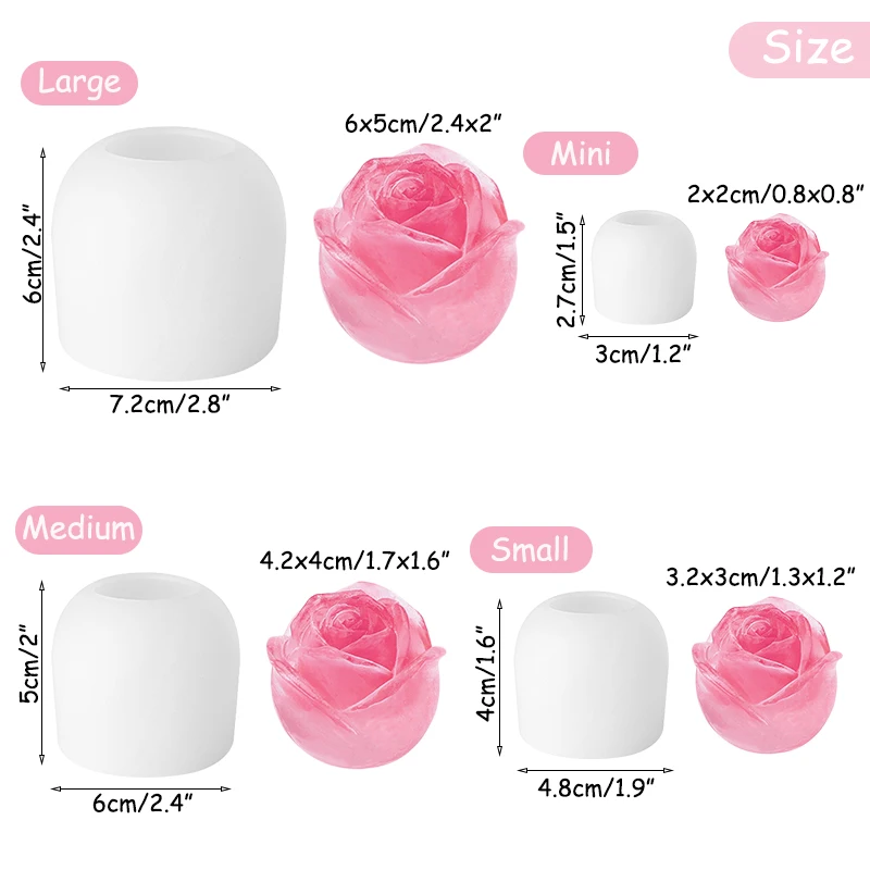 Valentine Day Flower Candle Molds Soft Silicone Rose Molds  Fondant Cake Mould Soap Jelly Ice Chocolate Decoration Baking Tool