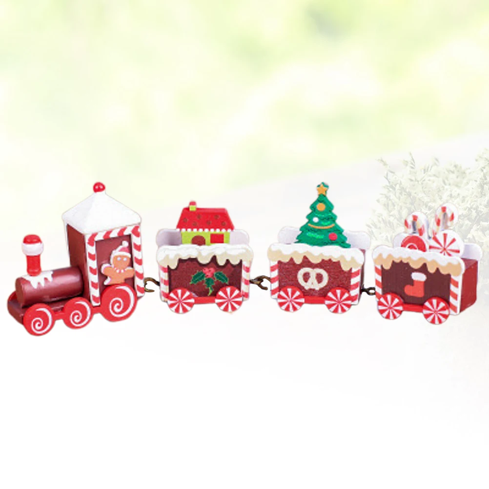 

Wooden Small Train Ornaments Mini Christmas Miniature Centerpieces Lighting Xmas Party Desktop Decors Decorations