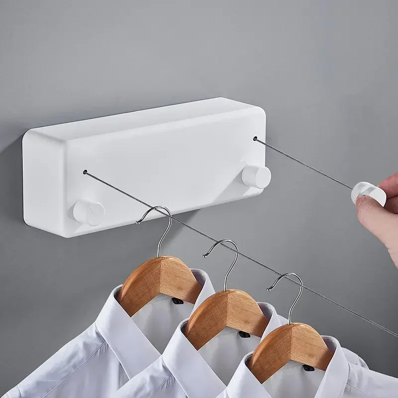 

Retractable Clothesline Laundry Line with Adjustable Stainless Steel Double Rope,Wall Mounted Space-Saver Drying Line