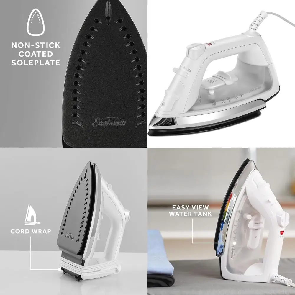 

Паровой утюг среднего размера мощностью 1200 Вт с функцией защиты от капель и вращением на 360° ° Поворотный шнурок и 3-режимное автоматическое отключение, белый цвет