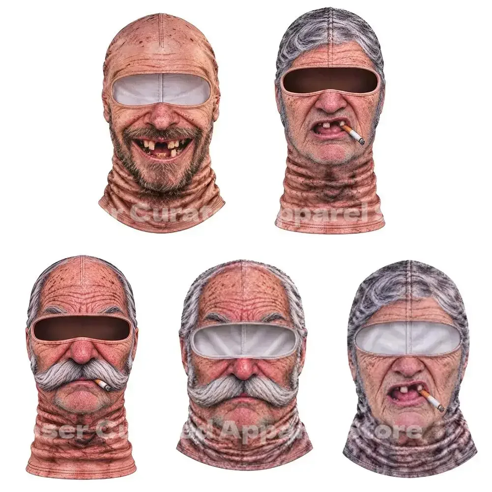 Novelty Wrinkled Grandfather Full Face Cover Men Spoof Masquerade Costume Hood Motorcycle Cycling Dustproof Breathable Warmer view 5