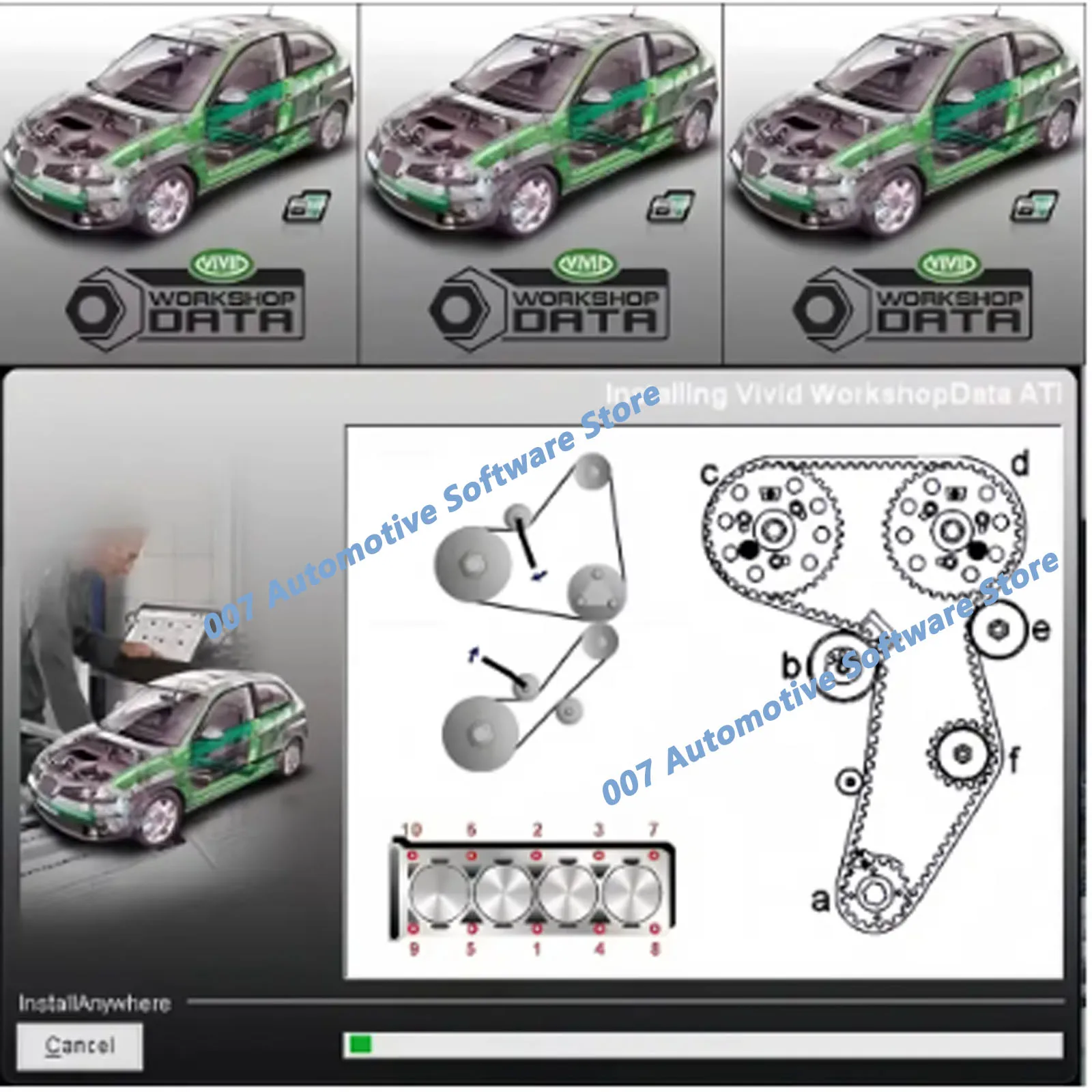 3 IN 1 Auto Data 3.45 + Diagbox 9.96 + Vivid Data Workshop Remote Free Installation Car Repair Auto Diagnostic Virtual Box Data