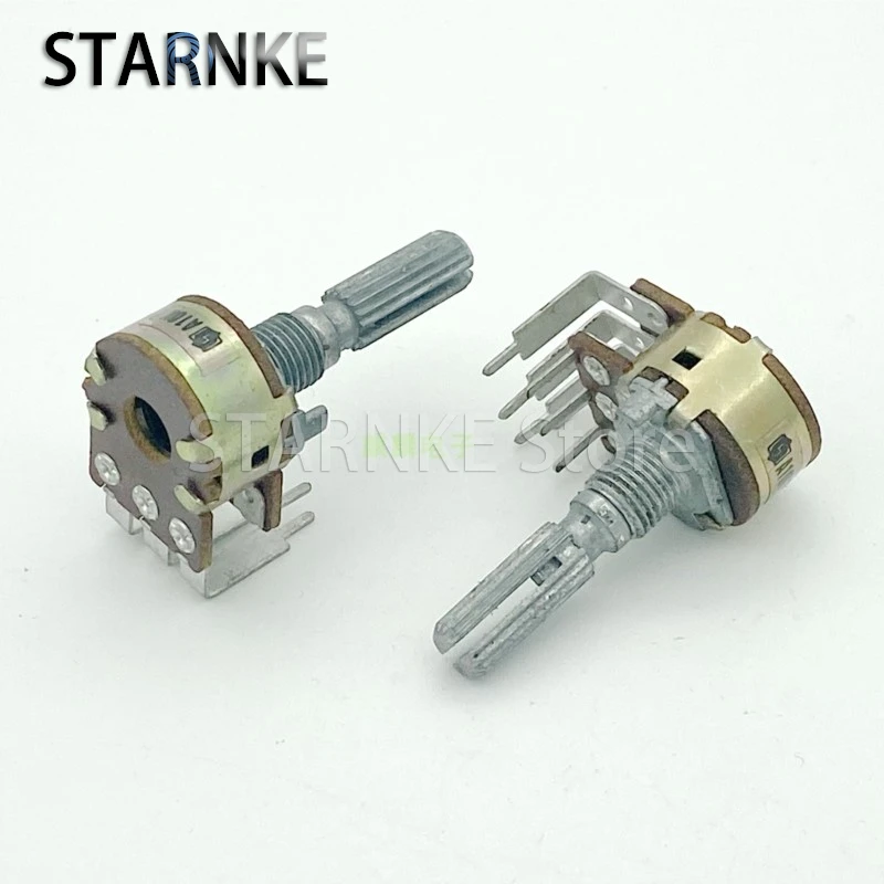 2PCS 16 Type 6-Pin A10K Dual Inner bent-leg Computer Speaker Amplifier Audio Volume Potentiometer With Optional Handle Length