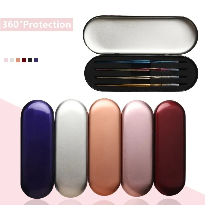 Funmix Eyelashes Tweezers Box Exquisite Tinplate Protection Storage Box Eyelash Lash Extension Beauty Pencil Case Makeup Tools