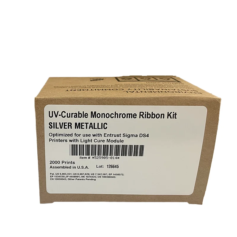 

525905-014 Комплект монохромных лент с УФ-защитой, СЕРЕБРЯНЫЙ МЕТАЛЛИЧЕСКИЙ, оптимизированный для принтеров Sigma DS4, карточный принтер Datacard DS4