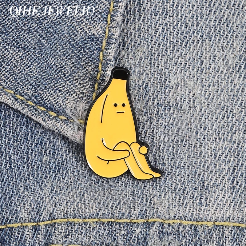 Trauriger Bananenmann-Brosche, Emaille-Pins, Humorvolle und Ausgefallene Broschen, Rucksack-, Revers- und Hutabzeichen, Niedlicher Cartoon-Anime-Schmuck, Geschenk für Freunde