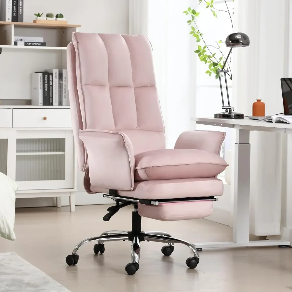 Office Chair, Modern Home Office Desk Chairs with Wheels and Extendable Footstool, Adjustable Backrest, Bedroom Computer Chair