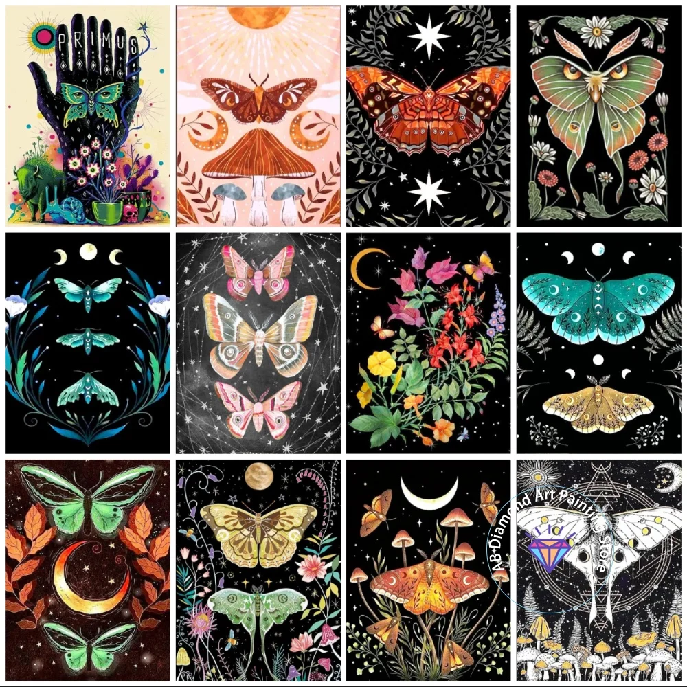 

Butterfly Moth FlowerAB Diamond Painting Kit Square Round Diamond 5D DIY Mosaic Handmade Art Exquisite Gift Home Decoration