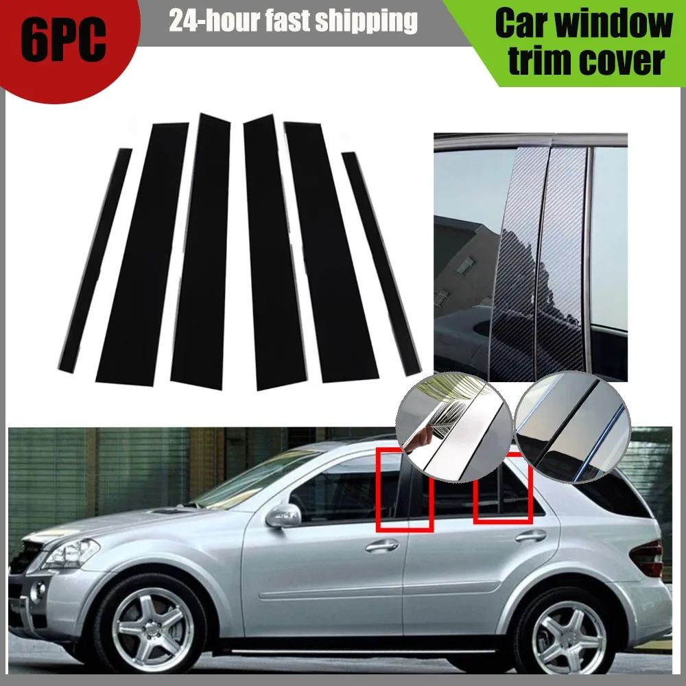 

6PCS Glossy Black Pillar Posts Fit For Mercedes ML-Class W164 2006 2007 2008 2009 2010 2011 Door Window Decoration Trim Cover