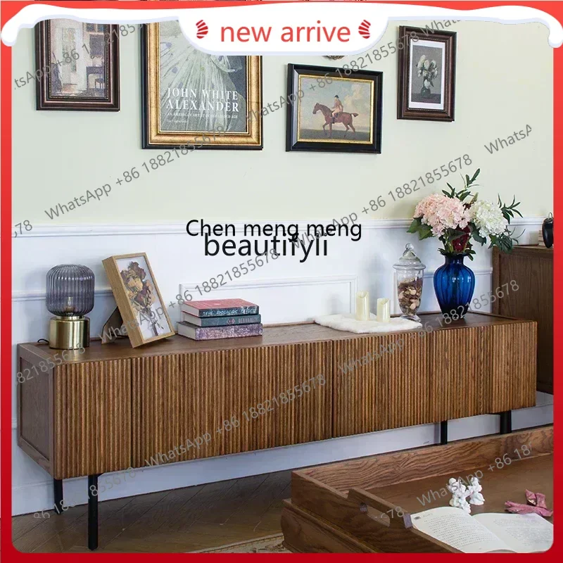 

SS new styleRetro light luxury solid wood TV cabinet, living room locker, organ pleated storage cabinet, home floorss 7486 ss 74