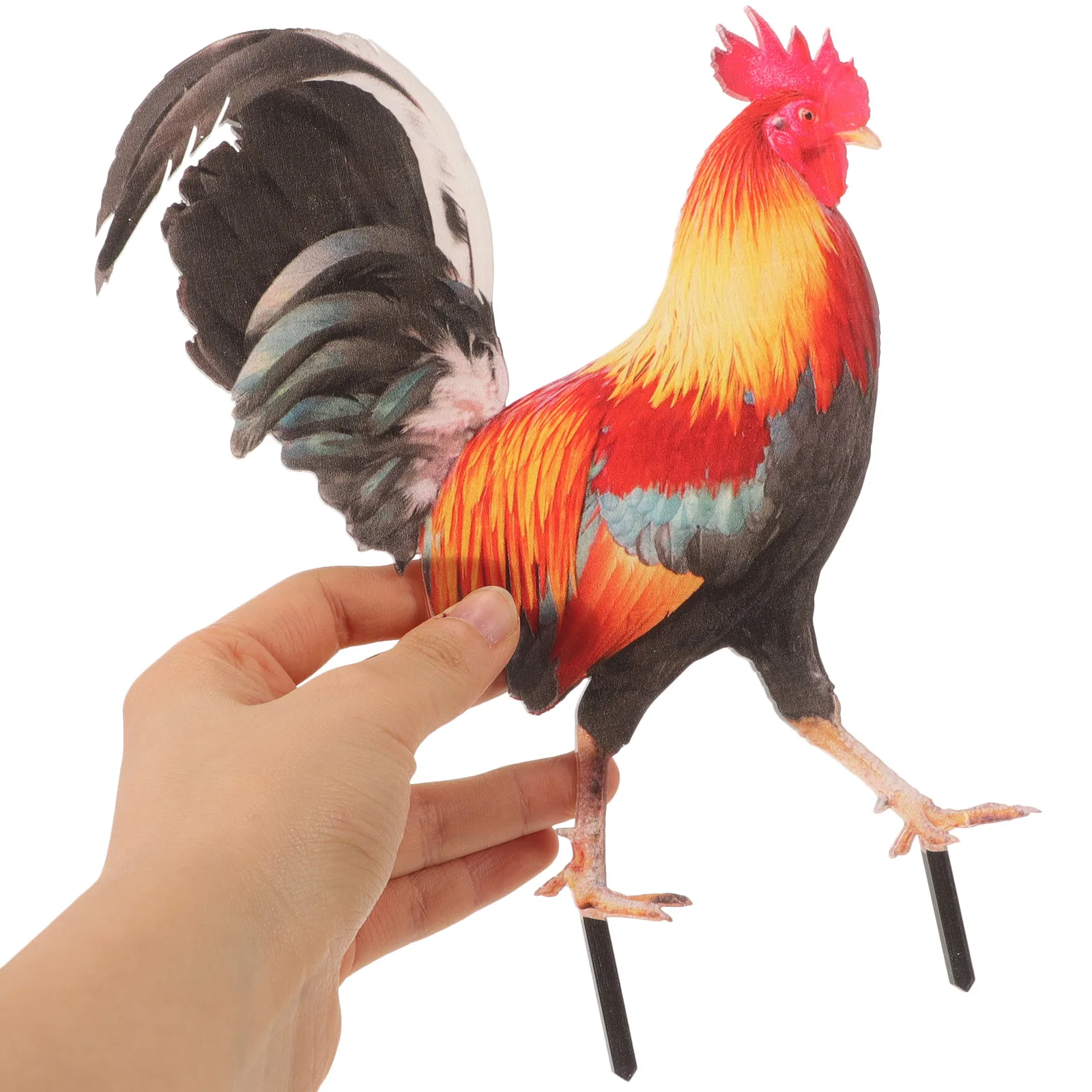 

2 Pcs Realistic Rooster Stake Yard Lawn Decoration Lightweight Compact Size Outdoor Adornment Chicken Sign nament