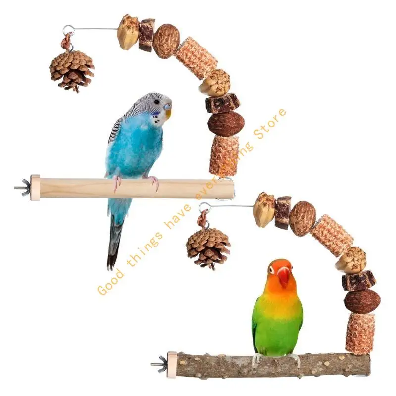 

Arched Pinecone Bird Perch for Parrots Provide Excellent Beak Exercise and Support Dental Health Birdcage Enrichment Toy 55KF