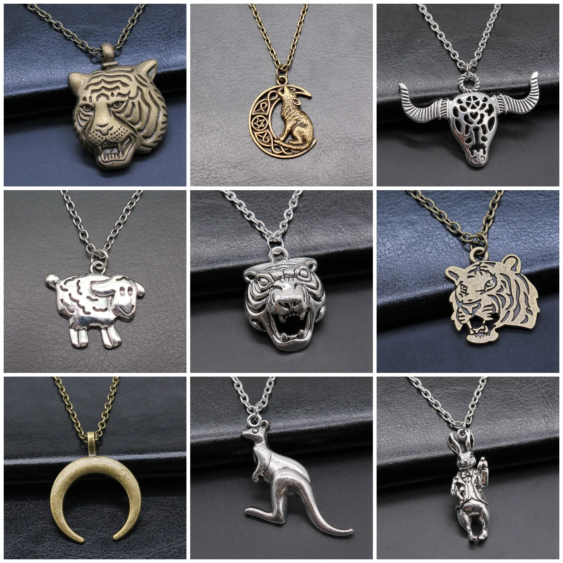 Metal Alloy Tiger Jungle Animal Wild Theme Charm Necklaces Necklace Pendant For Women Men Friends Jewelry Gift Chain